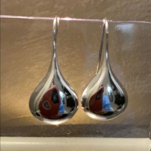 Real sterling silver teardrop shaped earrings